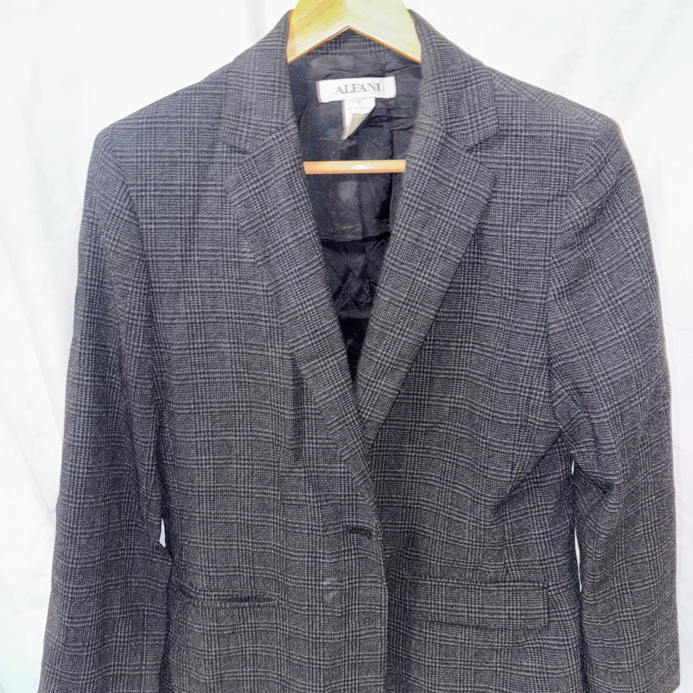 Alfani Women’s Charcoal Checkered Blazer Comfortable